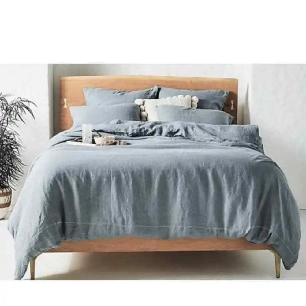 Anthropologie Garment Washed Stitched Linen King Size Duvet Cover and shams